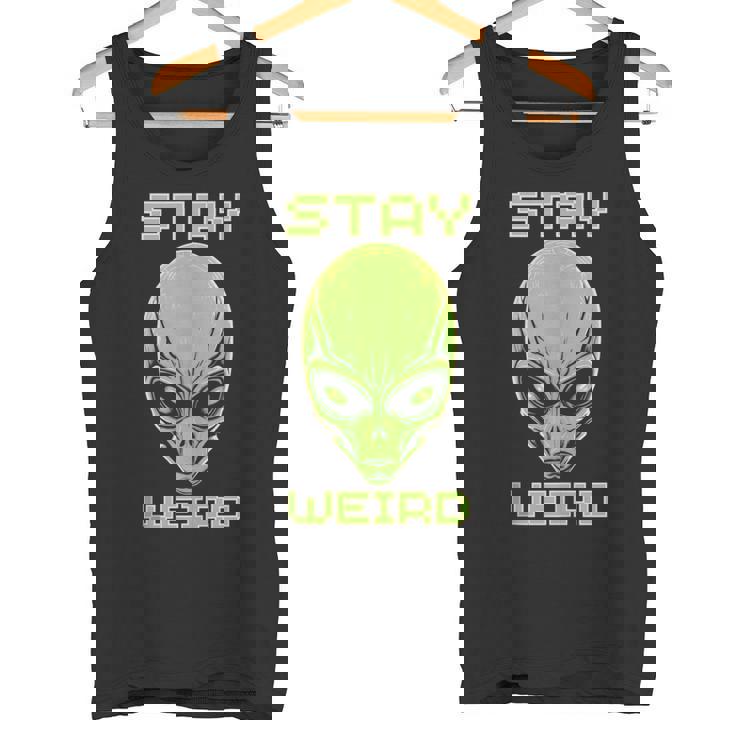 Stay Weird Colorful Alien Head UFO Human Festival Costume Tank Top Tank Top