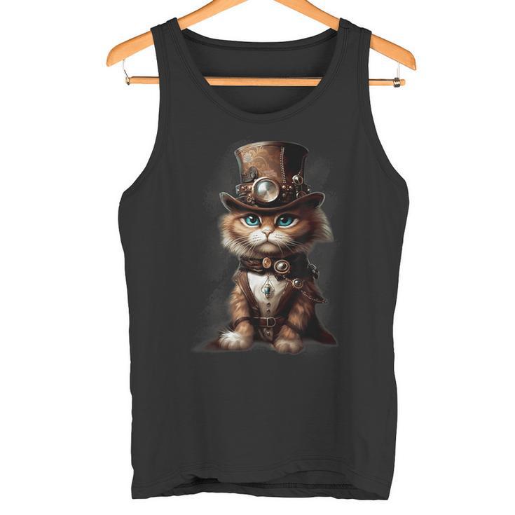 Steam Punk Portrait Cat Kitten Steampunk Sci-Fi Character Tank Top