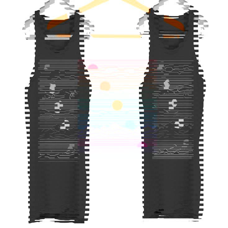Sunsets Arte De Línea Estilo Retro SintetizadorNew Wave Regalo Camiseta sin mangas