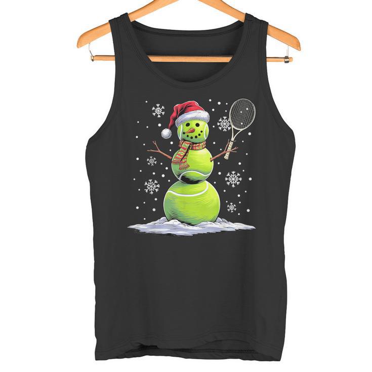 Tennis Snowman Tennis Player Santa Hat Christmas Tank Top