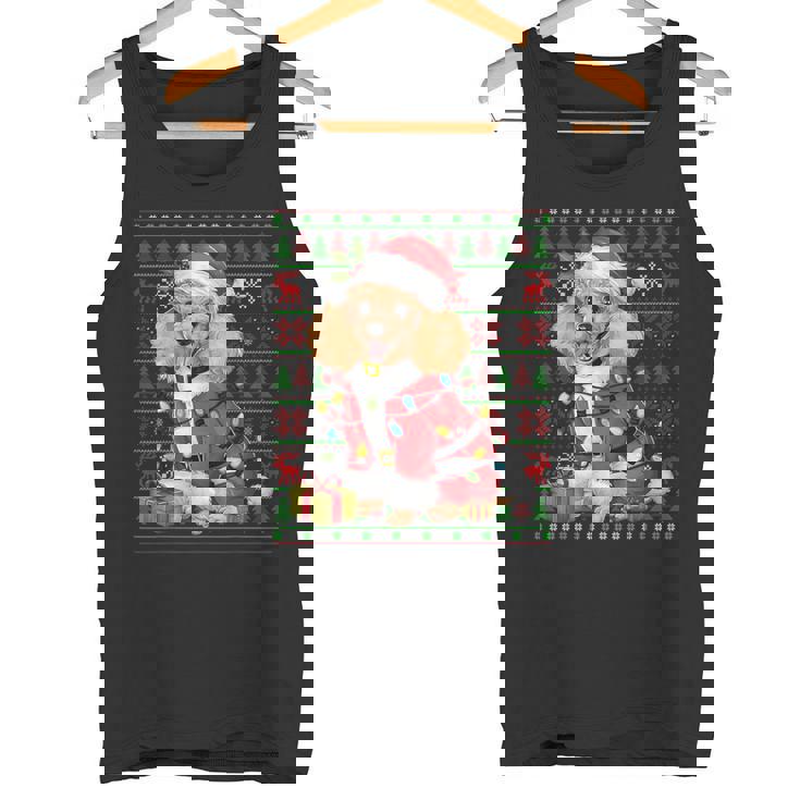 Toy Poodle Dog Xmas Lights Ugly Santa Toy Poodle Christmas Tank Top