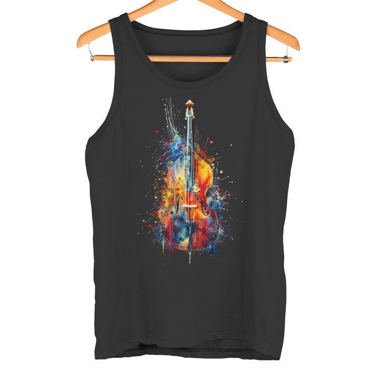 Upright Bass Instrument On Colourful Lacquered Double Bass Tank Top