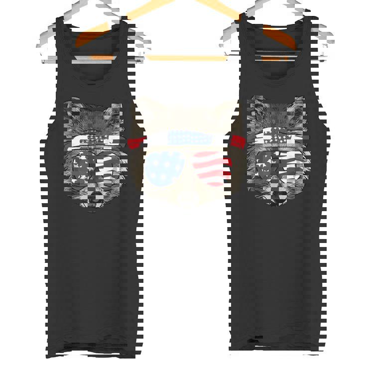 USA Patriotic Raccoon Tank Top for July 4th | Fun Trash Panda Design