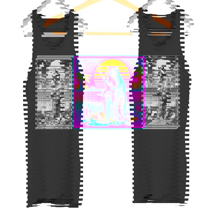 Vaporwave Raccoon Tank Top - Retro Synthwave Aesthetic