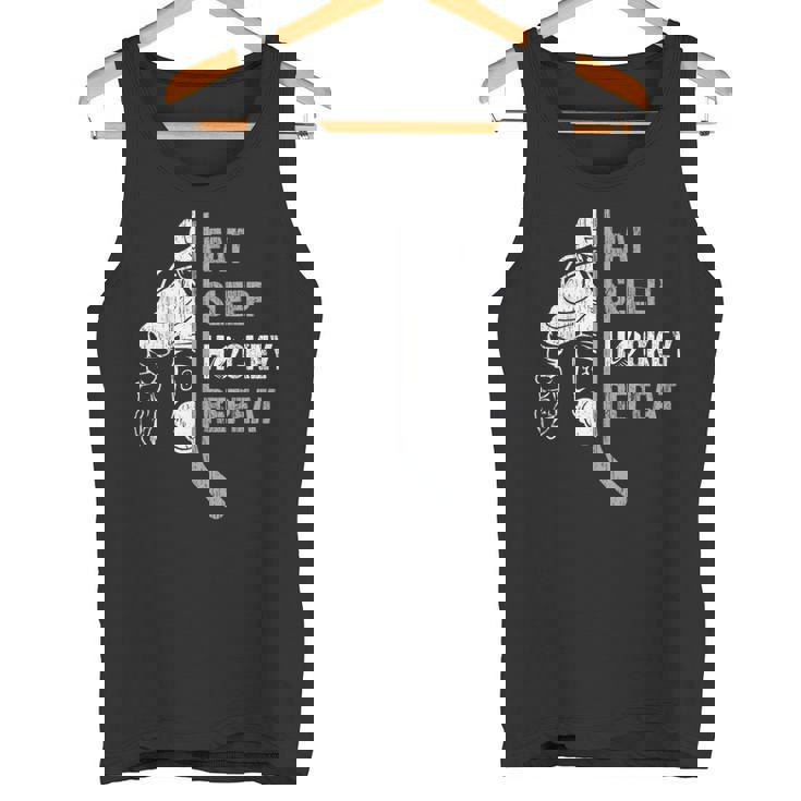 Vintage Hockey Eat Sleep Hockey Repeat Christmas For Lovers Tank Top