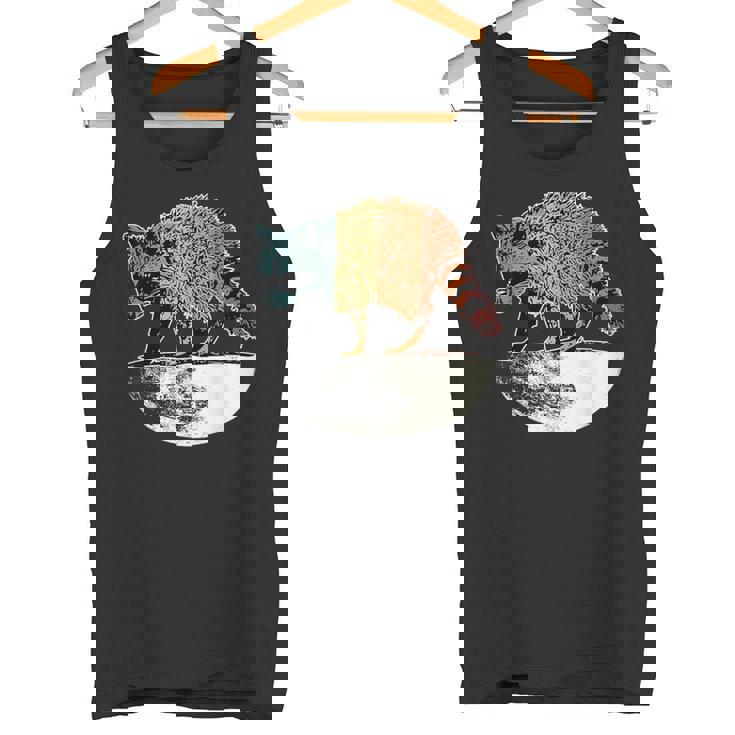Vintage Raccoon Tank Top - Retro Trashpanda Moon Design