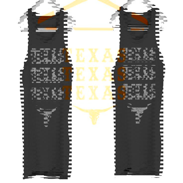 Vintage Western State Texan Native Pride Longhorn Bull Texa Tank Top Tank Top