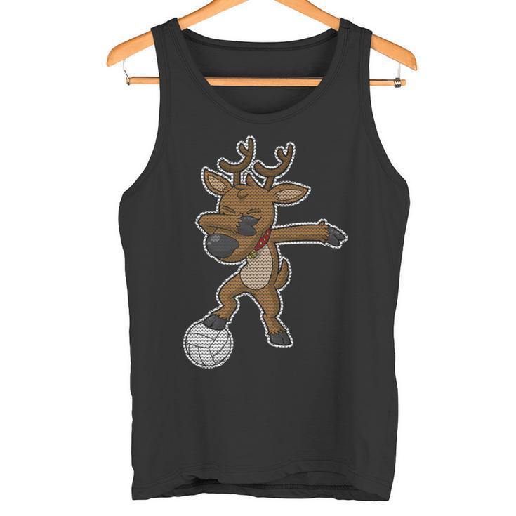Volleyball Dabbing Reindeer Christmas Knit Pattern Dab Premium Tank Top