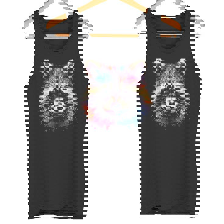 Watercolor Raccoon Kids Tank Top - Modern Collarless Tee