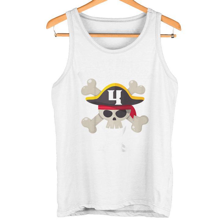 Children's Pirate 4 Years Attention I'm 4 4Th Birthday Boys Tank Top