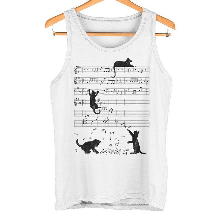 Cute Cat Music Noteintage Notes Musician Tank Top