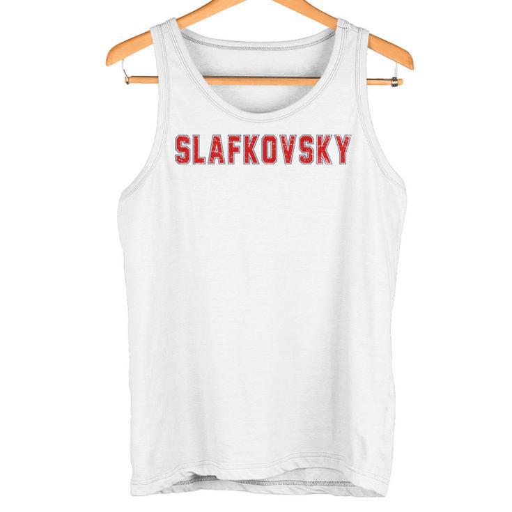 Distressed Team Slafkovsky Last Name Proud Family Blue Tank Top