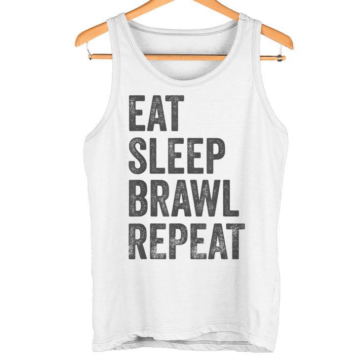 Eat Sleep Brawl Repeat Brawler ideo Player Gray Tank Top