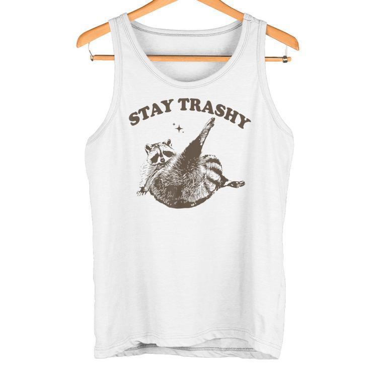 Raccoon Stay Trashy Fun Meme Gray Tank Top