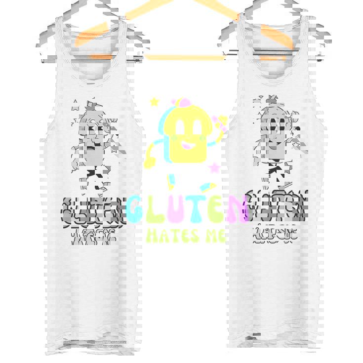 Gluten Hate Me Retrointage Divertido Dibujos Animados Camiseta sin mangas