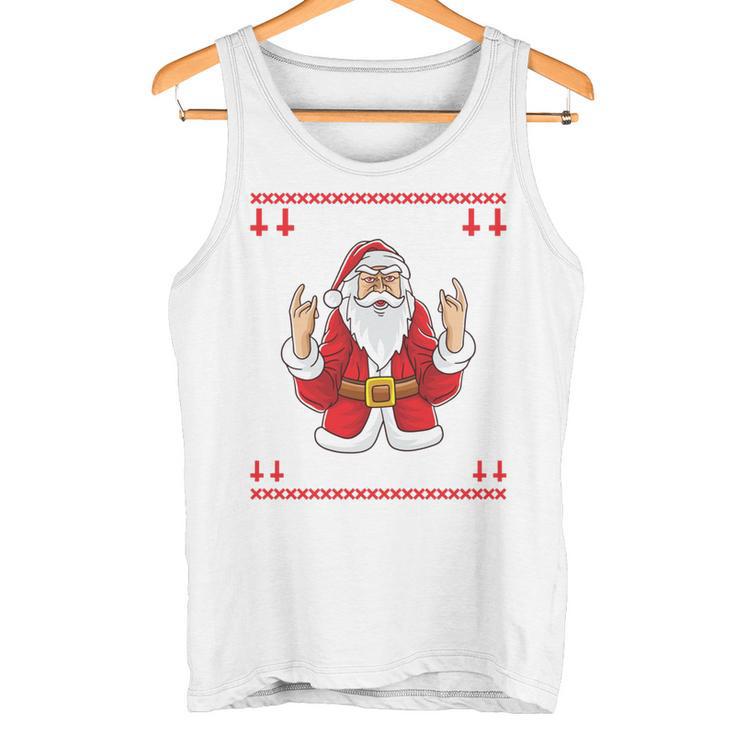 Heavy Metal Christmas Sleigher Hail Santa Claus Rock Music Tank Top