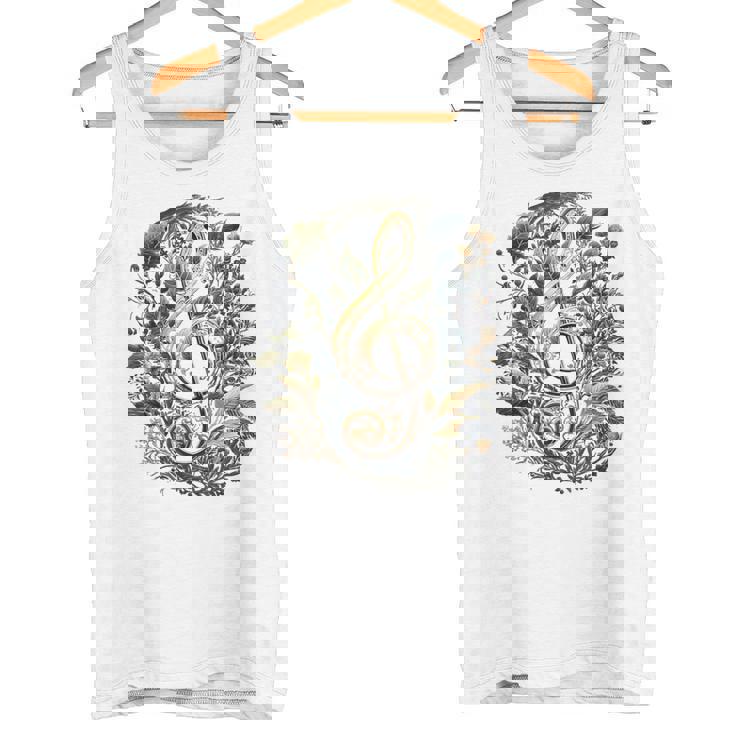 Musician Golden Treble Clef Music Illustration Tank Top