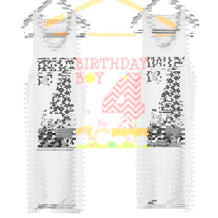 Niños Tractor Farming 4Th Birthday Boy's Camiseta sin mangas