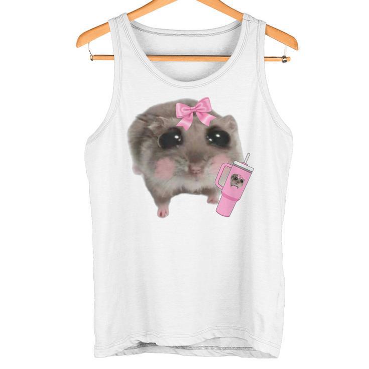 Sad Hamster Meme Drink Bottle Gray Tank Top