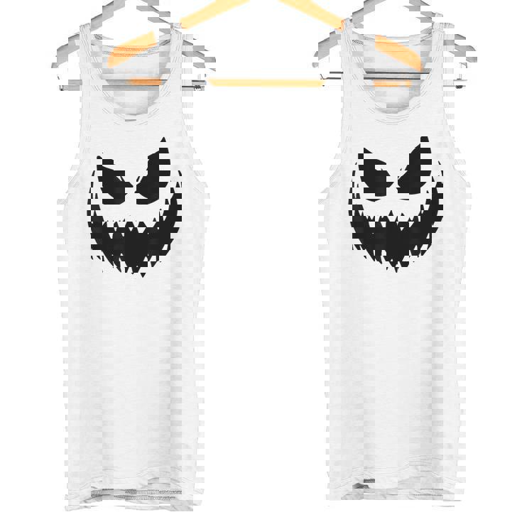 Scary Orange Jack o Lantern Shirt Spooky Pumpkin Face Tank Top