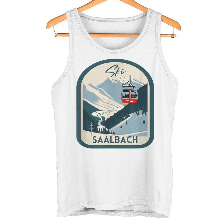 Ski Saalbach Retrointage Style Saalbach Skiing Gray Tank Top