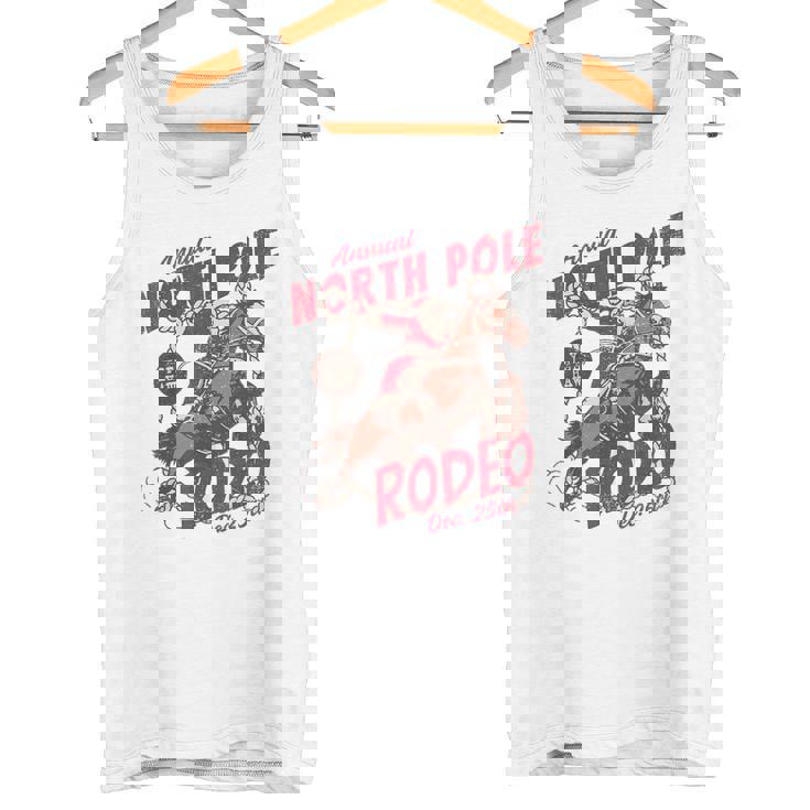 Vintage North Pole Rodeo Cowboy Santa Country Christmas Tank Top