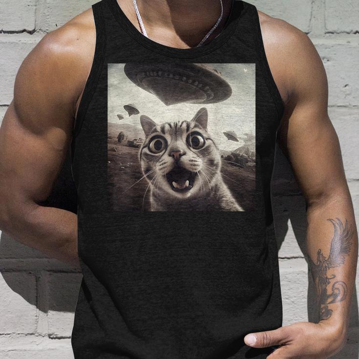 Alien Ufo Lustige Katze Selfie Angst Katze Liebhaber Raumschiff Ufo Tank Top Geschenke für Ihn