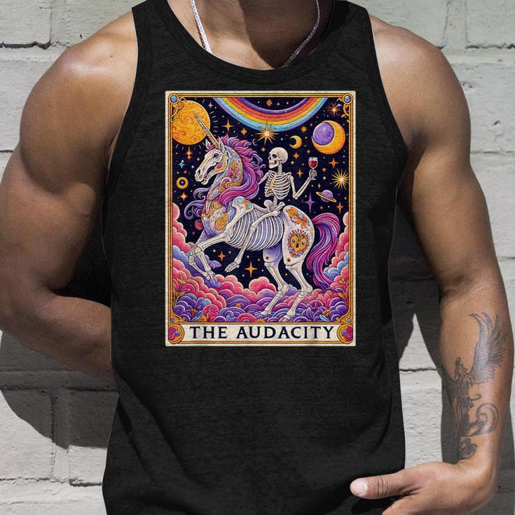 The Audacity Tarotkarte Regenbogen Skelett Einhorn Liebhaber Tank Top Geschenke für Ihn