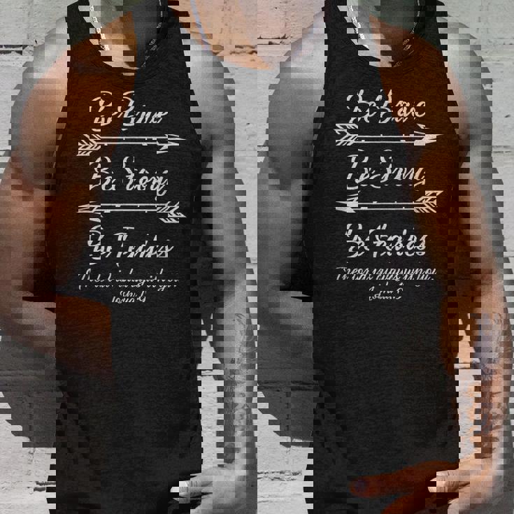 Be Brave Be Strong Be Fearless Joshua Scripture Tank Top Gifts for Him