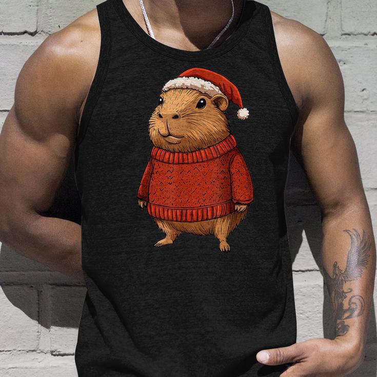 Capybara Ugly Sweater Santa Hat Christmas Tank Top Geschenke für Ihn