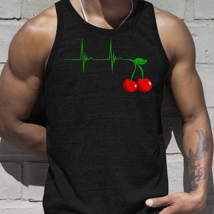 Cherry Heartbeat Cherries Fruits Ecg Pulse Tank Top Geschenke für Ihn