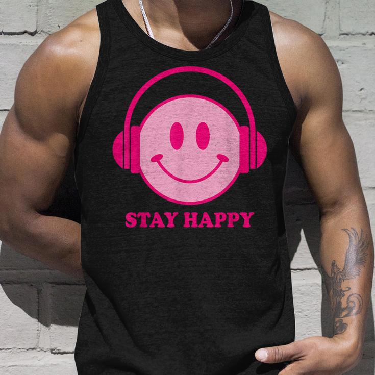 Chillibes 70S Pink Smile Face Music Headphones Happy Face Tank Top Geschenke für Ihn