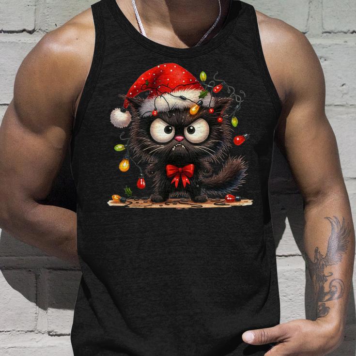 Christmas Grumpy Angry Cat Naughty Fairy Lights Tank Top Geschenke für Ihn