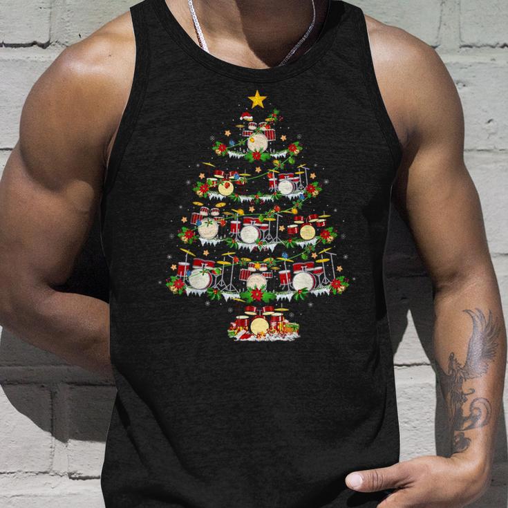 Christmas Lights Santa Drummer Christmas Tree Tank Top Geschenke für Ihn