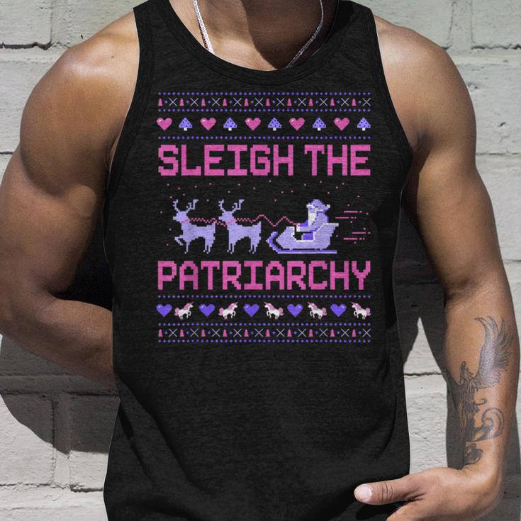 Christmas Sleigh The Patriarchy Feminist Feminism Deer Xmas Tank Top Geschenke für Ihn