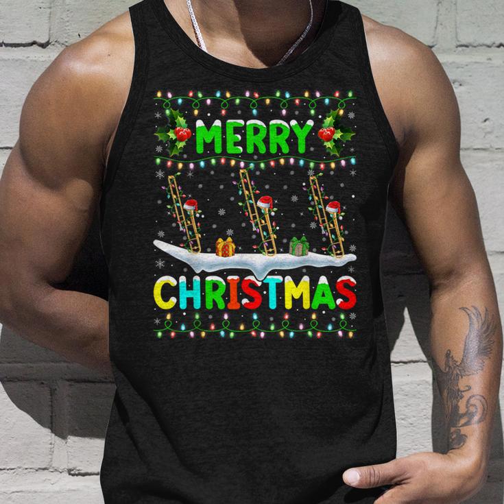 Christmas Trombone Lighting Santa Hat Merry Christmas Trombone Tank Top Geschenke für Ihn