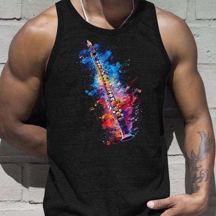 Clarinet Instrument On Colourful Painted Clarinet Tank Top Geschenke für Ihn