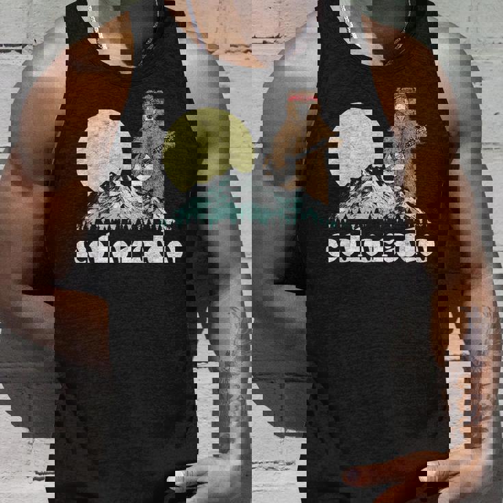 Colorado Banjo Bear Retro Style Mountains Sketch Tank Top Gifts for Him