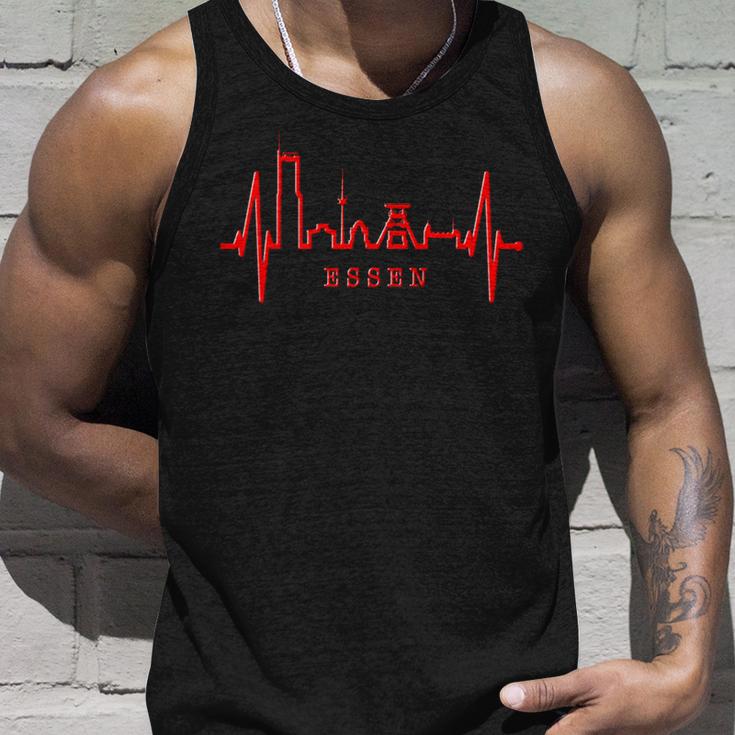 Essen Skyline Heartbeat Ruhrpott Fan Heart Love Essen Tank Top Geschenke für Ihn