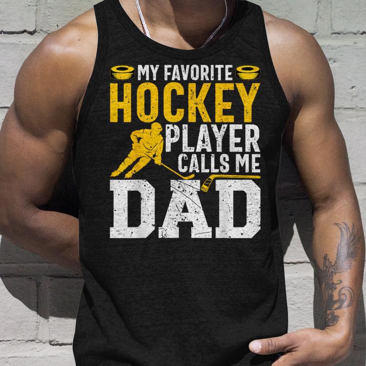 My Favorite Hockey Player Call Me Dad Ice Hockey Dad Tank Top Geschenke für Ihn