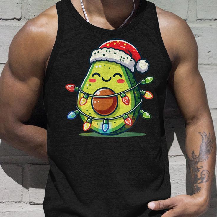 Festive Avocado Santa Christmas Lighting Tank Top Geschenke für Ihn