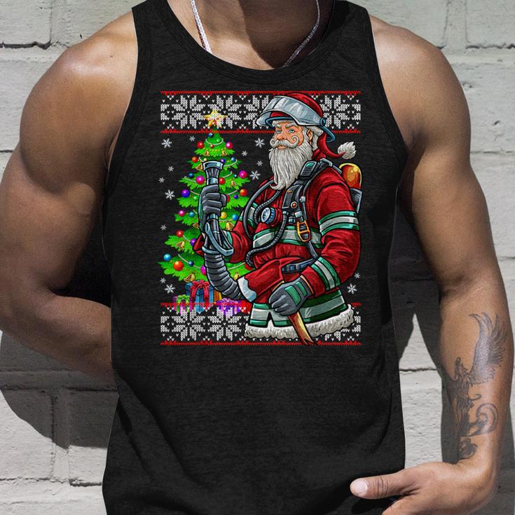 Fireman Santa Claus Fire Brigade Ugly Christmas Tank Top Geschenke für Ihn