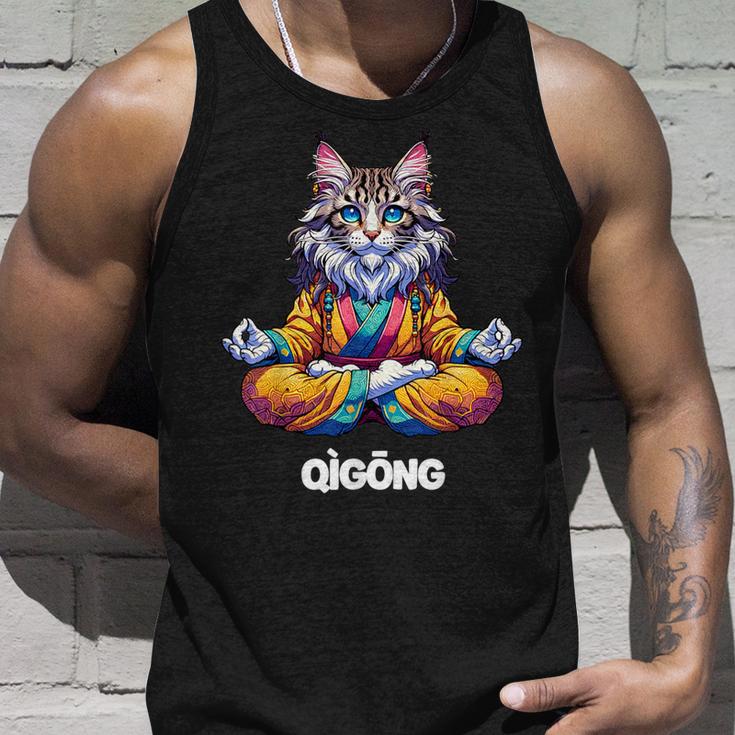 Cat Maine Coon Meditation Practice Qigong Chi Energy Tank Top Geschenke für Ihn