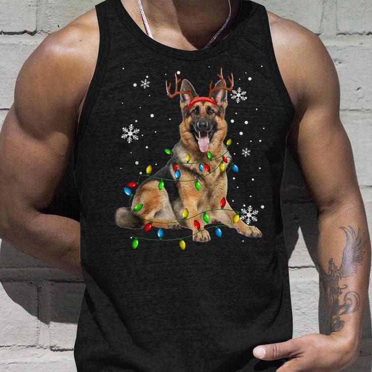 German Shepherd Christmas Tree Lighting Pyjamas Dog Lover Christmas Tank Top Geschenke für Ihn