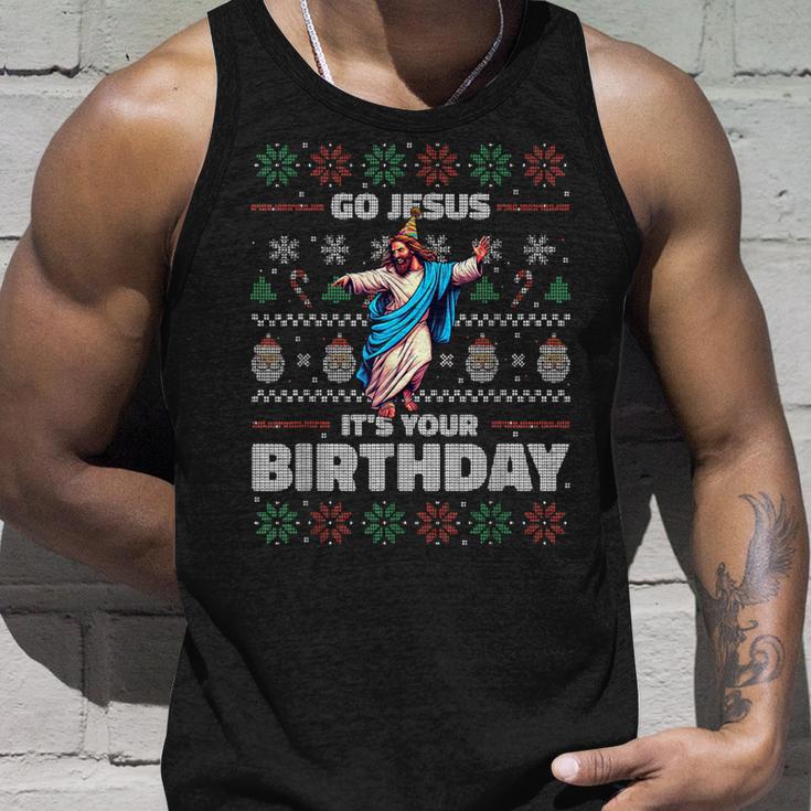 Go Jesus It's Your Birthday Fun Ugly Christmas Sweater Meme Tank Top Geschenke für Ihn