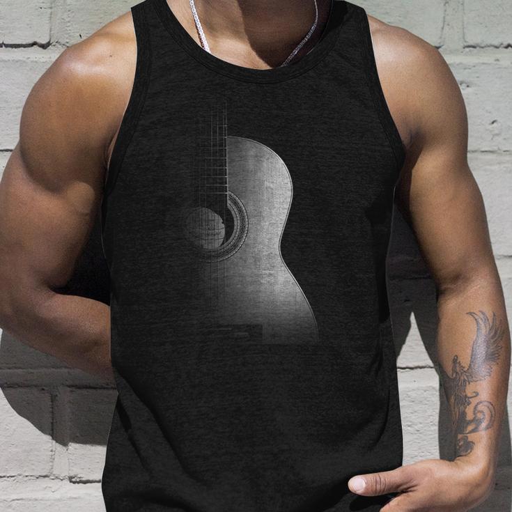 Guitarra Acústica Diseño Cool Grayscale Wood Guitarist Graphic Camiseta sin mangas Regalos para él