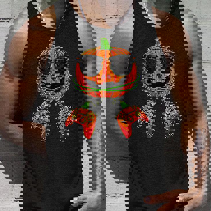 Halloween Jack O Lantern Pixelated Gaming Gamer Boys Men Tank Top Gifts for Him