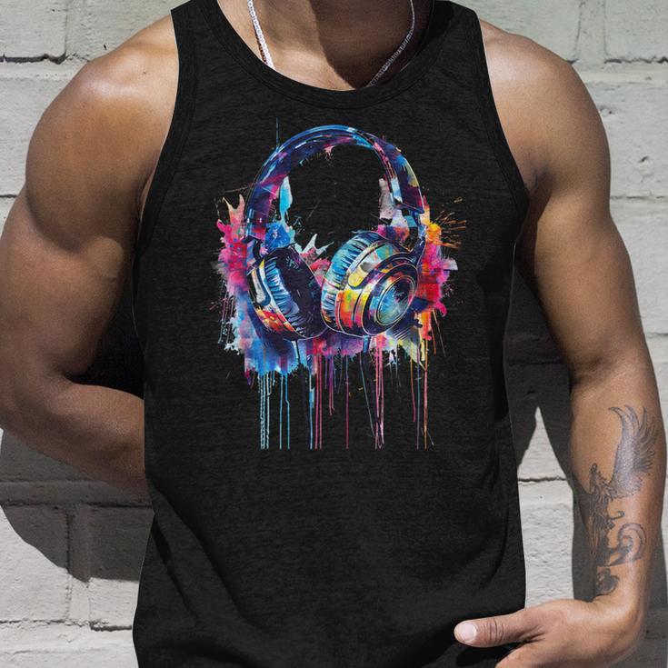 Headphones Music Dj Beatmaker Techno Splash House Music Edm Tank Top Geschenke für Ihn