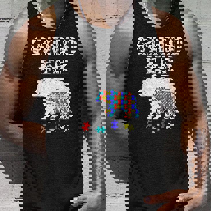 Hombre Grandad Bear Autism Awareness Autism Papa Daddy Camiseta sin mangas Regalos para él