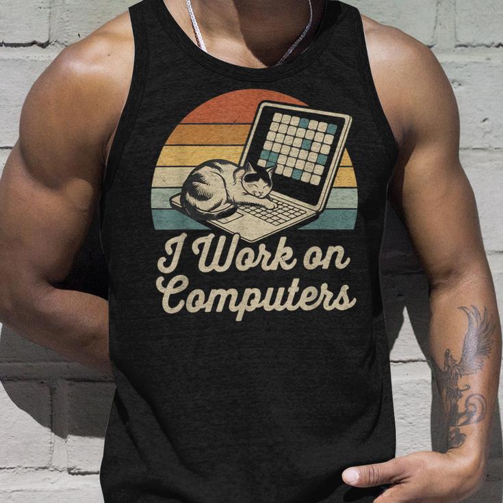 Ich Arbeite Am Computer Cat Kitty Kitten Cat Meme Tank Top Geschenke für Ihn